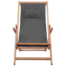 vidaXL Sdraio Pieghevole Legno e Tessuto Grigio Sedia da Spiaggia Prendisole