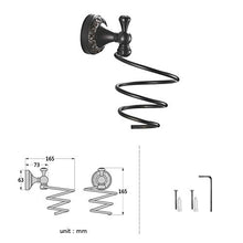 Allettare Asciugacapelli Staffa Asciugacapelli Rack Retro Black Wall Mounted Brass Styling Stand Organizer