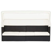 SKM Divano da Giardino con Tettoia in Polyrattan Nero