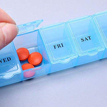 2pcs pillole organizzatore 7 giorni settimanali medicina scomparti stoccaggio vitamina viaggio blu 1pcs