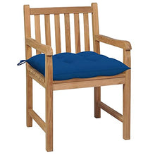 vidaXL Sedie da Giardino 2 pz con Cuscini Blu in Massello di Teak