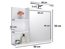 DOMTECH - Armadietto da bagno con specchio e ripiani, luce LED, misura L, bianco