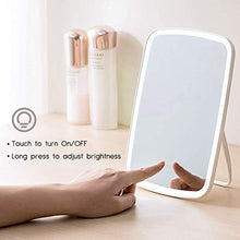 WHATOOK Specchio da trucco con luci e ingrandimento 10x, touch screen, 3 colori, batteria USB regolabile