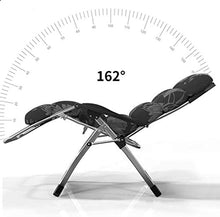 FGVBC Lettino Prendisole Zero Gravity Lettino da Giardino Sedia Pieghevole da Giardino Sedia a Sdraio e Cuscini per Persone Pesanti Spiaggia all'aperto Campeggio Sedia Portatile Reclinabile Nera
