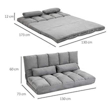 homcom Divano da Terra Pieghevole a Lettino, Schienale Reclinabile su 7 Livelli e Cuscini, 130x73x60cm Grigio Chiaro