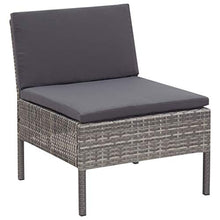 Tidyard 3 pz Set Divano da Giardino, 3 Divani con Cuscini, Set Divani Modulari da Giardino per Esterno, Salottino da Giardino in Polyrattan Grigio