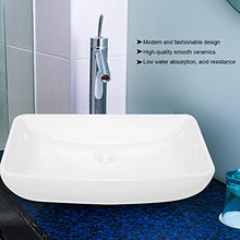 Lavabo da appoggio in ceramica, Lavello bagno Cucina con superficie liscia e pulita, stile moderno, 38 x 13 x 60 cm, colore: bianco.