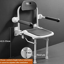 YHRJ Sedile da Bagno a Parete per Anziani,Sgabello da Bagno Antiscivolo per la casa,Sedia da Doccia di Sicurezza con braccioli,può sopportare 190 kg (Color : Grey, Size : 42.5-55cm)