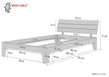 Erst-Holz Solido Letto in Pino massello 120x200 Anche per Ragazzi con doghe rigide 60.62-12