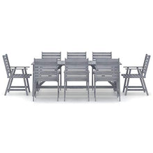 FAMIROSA Set Pranzo da Giardino 9 pz in Legno Massello di Acacia Grigio