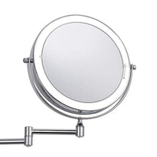 C-J-Xin Bagno Specchio Rotondo, Metallo Illuminate Uomini Specchio da rasatura Piccolo Appartamento Fold Specchio di Bellezza Multifunzione Dressing Specchio Specchio per Il Trucco
