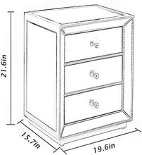 HMDJW Moderno 3 cassetto Comodino Specchio Tabella casa Specchio Accent Tabella Camera Mini Cabinet d'Argento