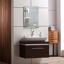 Bellissimo Specchio da Bagno Rettangolare con mensola, Moderno ed Elegante, Doppio Vetro, Angoli smussati, da Parete 50cm X 40cm