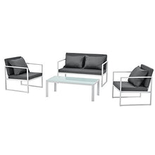 [casa.pro]® Mobile da giardino completo - 2 poltrone, 1 divano e un tavolino - Bianco