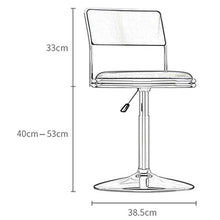 Sgabello da bar, poltrona girevole a 360 °, sgabello da lavoro regolabile in altezza da 40 cm a 53 cm, similpelle, con schienale, base in metallo/F / 40cm / 53cm