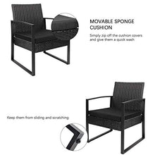 LUGEUK Cuscino per mobili da terrazza PE Rattan Tavern Sedia a 2 Pezzi, con Tavolo, 3 Pezzi