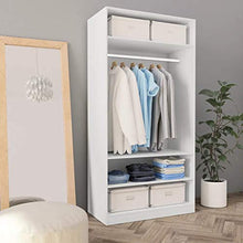 Cikonielf Armadio Aperto Camera da Letto con 3 Piccoli Scomparti 1 Ampio Scomparto con Asta per Appendere i Vestiti 100 x 50 x 200 cm Bianco