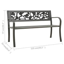 FAMIROSA Panchina da Giardino 125 cm in Acciaio Grigia-2038