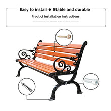 Panchina da giardino per esterni Panchine da terrazza per il tempo libero, panchina da cortile resistente alle intemperie con gambe in ghisa e legno di pino, panchina spaziosa e confortevole Panca
