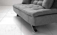 Divano 3 posti in tessuto lavabile grigio - 192 x 96 x 90 cm. trasformabile in letto una piazza e mezza