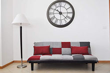 SAMIRA Divano Letto clic clac in Tessuto Grigio Scuro - Rosso - Grigio Chiaro - Divanetto MOD. Russell