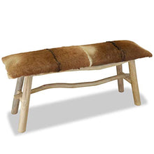 vidaXL Panca in Vera Pelle e Teak Panchina Seduta Ingresso Salone Arredo Casa