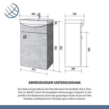 Planetmöbel Set di mobili da bagno con specchio, per bagno, bagno degli ospiti, WC, colore calcestruzzo