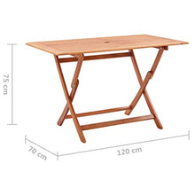 E E-NICES Tavolo da Giardino Pieghevole 120x70x75 cm in Legno Eucalipto