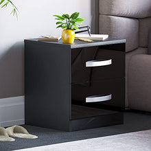 Marchio Amazon - Movian Lucido 2 Cassetti Comodino, Nero, 47 x 40 x 36 cm