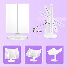 FASCINATE Specchio Trucco, Specchio Illuminato con Touch Screen e Ingranditore 1X 2X 3X Specchio Cosmetico 36 LED Luci e Cavo USB Tri-Fold Rotazione 180° Specchio Ingrandente 10x Gratuito per Viaggio