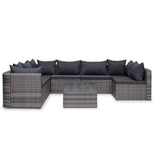 vidaXL Set Divani da Giardino 8 pz con Cuscini Polyrattan Arredi per Esterni Seduta Sofa con Tavolino Elegante Grigio Rustico