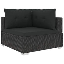 Festnight Set Divani da Giardino con Cuscini in Polyrattan, Set Mobili da Esterno Nero 10 pz