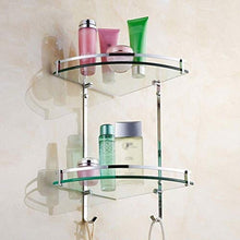 Zixin Bagno Scaffale Temperato Vetro 2 Tier con Asciugamano a Muro Asciugamano Asciugamani Stoccaggio Doccia Stoccaggio angolare in Alluminio Extra 8mm Thick Sliver