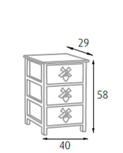 King Home C656113 Cassettiera 3 Cassetti con Cuore Washed in Legno di Paulownia, Bianco