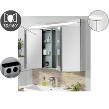 FACKELMANN Set di mobili da bagno Stanford 4 pezzi, con mobiletto sospeso e vasca in ceramica da 110 cm e armadietto a specchio a LED