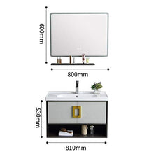 JIAGU Bagno Vanity Home Mirror Armadio Bagno Cabinet Set Balcone Mobile Bagno Vanity Ceramica (Color : Gray, Size : 48x81x53cm)