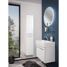 Fackelmann - Set di mobili da bagno 5 pezzi Lima con lavabo in ceramica 60 cm e specchio rotondo a LED