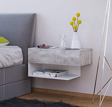 VCM dormas Maxi comodino, legno, cemento/bianco, 15 x 60 x 31,5 cm