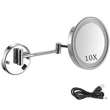 JXING Specchio da Bagno a Parete, Specchio Illuminato da Parete Ingrandimento 10x Specchio USB Ricaricabile, Specchio da Barba Luce LED con 3 Impostazioni di