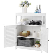 VASAGLE Mobile da Bagno, Armadietto da Bagno e Cucina, con Anta Doppia a Persiana, per Soggiorno, Cucina, Studio, Ingresso, Bianco BBC40WT