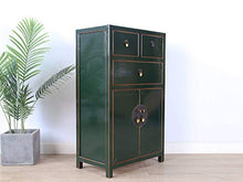Yajutang Comò cinese con 3 cassetti, 2 ante, colore: verde abete