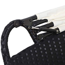 Outsunny Set 5 Pzi Divano Circolare da Giardino, Mobili Componibili Rattan Nero, Tettuccio e Cuscini Beige 180x175x147cm