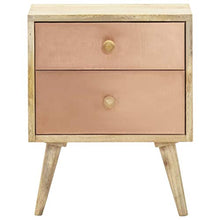 Tidyard Comodino in Legno Massello di Mango con Cassetti,Comodino Rustico,Comodino con Cassetti,Comodino Camera da Letto,Comodino Cameretta,Comodino Rustico 40x35x50 cm