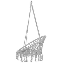 Springos Poltrona sospesa con frange, in cotone, dal design macramè, ideale per giardino, ambienti interni ed esterni, con cordini e anelli