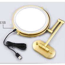 Specchio, Specchio per Trucco con luci, Specchio cosmetico a LED con ingrandimento 7X e Illuminazione a 3 Colori, specchi da Barba a 360 ° girevoli a Parete, Specchio da Bagno bifacciale USB Recha