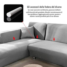 Enjoygoeu Copridivano con Penisola Elasticizzato a Forma di L Chaise Longue Sofa Cover Angolare Componibile Divano in Poliestere è Composto da 2 Pezzi,e con 2 Federe (Grigio, 2 posti + 2 posti)