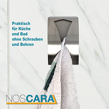 Noscara, portasciugamani in acciaio inox, autoadesivo, senza foratura, set da 2 pezzi