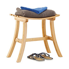 Relaxdays 10022339 Sgabello in Bambù, Design Curvo, Elegante, per Guardaroba, HxLxP: 48 x 56 x 28,5 cm