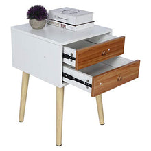 Comodino per camera da letto con 2 cassetti, comodino moderno in legno con doppio cassetto e gambe in legno massello, mobili per camera da letto
