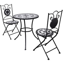 FAMIROSA Set da Bistrot 3 pz in Piastrelle di Ceramica Nero e Bianco
